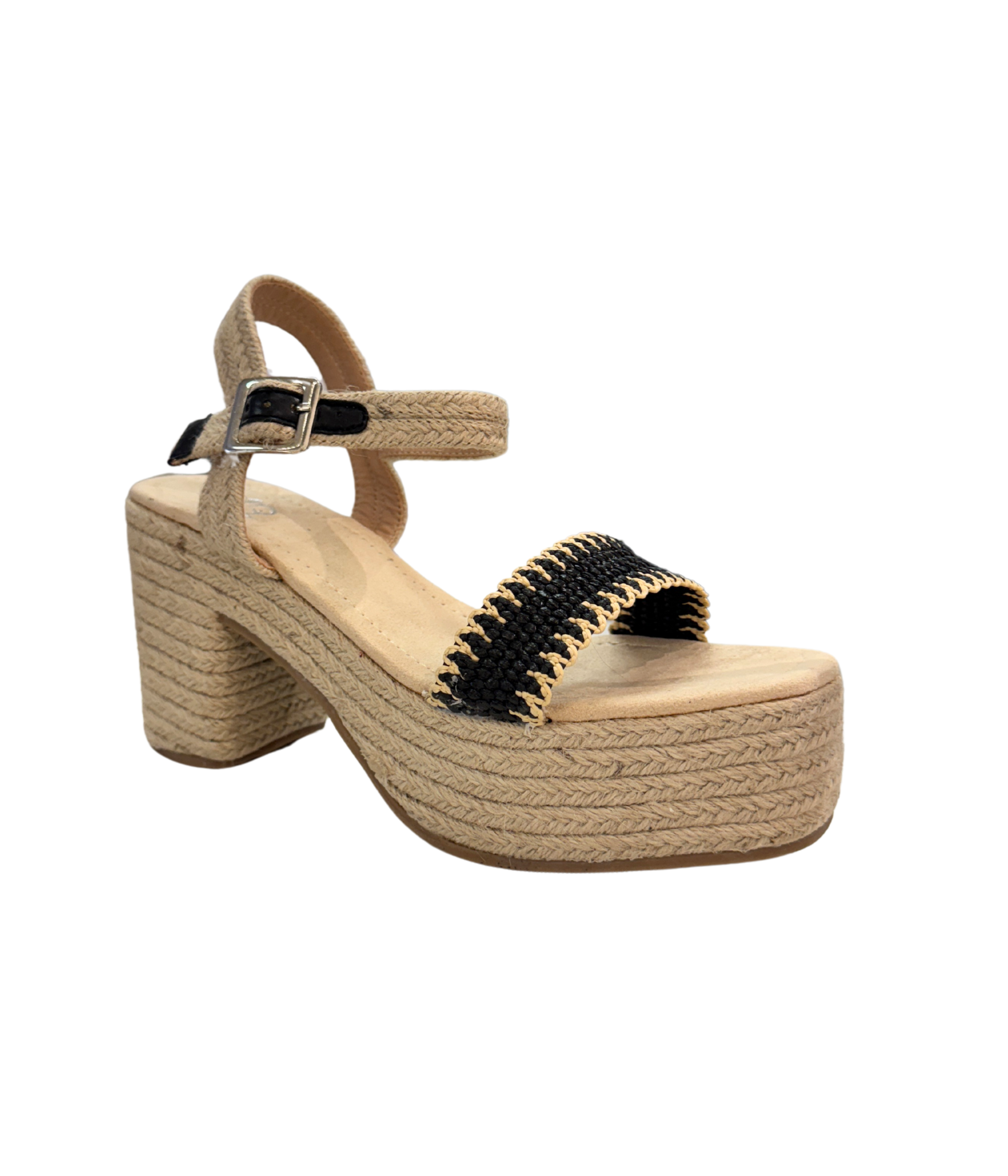 Elise Wedge Black Sandals With Ankle Strap Comfort Fit Naughty Monkey